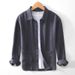Autumn Ramie Thin Solid Color Top Jacket Casual Cotton Linen Long Sleeved Cotton Linen Shirt_viptrois.com