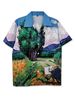 Men's Clothing Trendy Brand High End Hong Kong Style Short Sleeved Shirt Men's Personality Creative Cartoon Casual Loose Beach Flower Shirt Women_viptrois.com