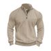 Men's Clothing American Retro Casual Stand Up Collar Zipper Pullover Loose Knitted Heavy Stitching Jacquard Autumn And Winter Long Sleeved Sweatshirt_viptrois.com