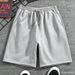 Men's Summer Casual Sports Shorts Simple Style Loose Trendy Five Point Pants Solid Color_viptrois.com