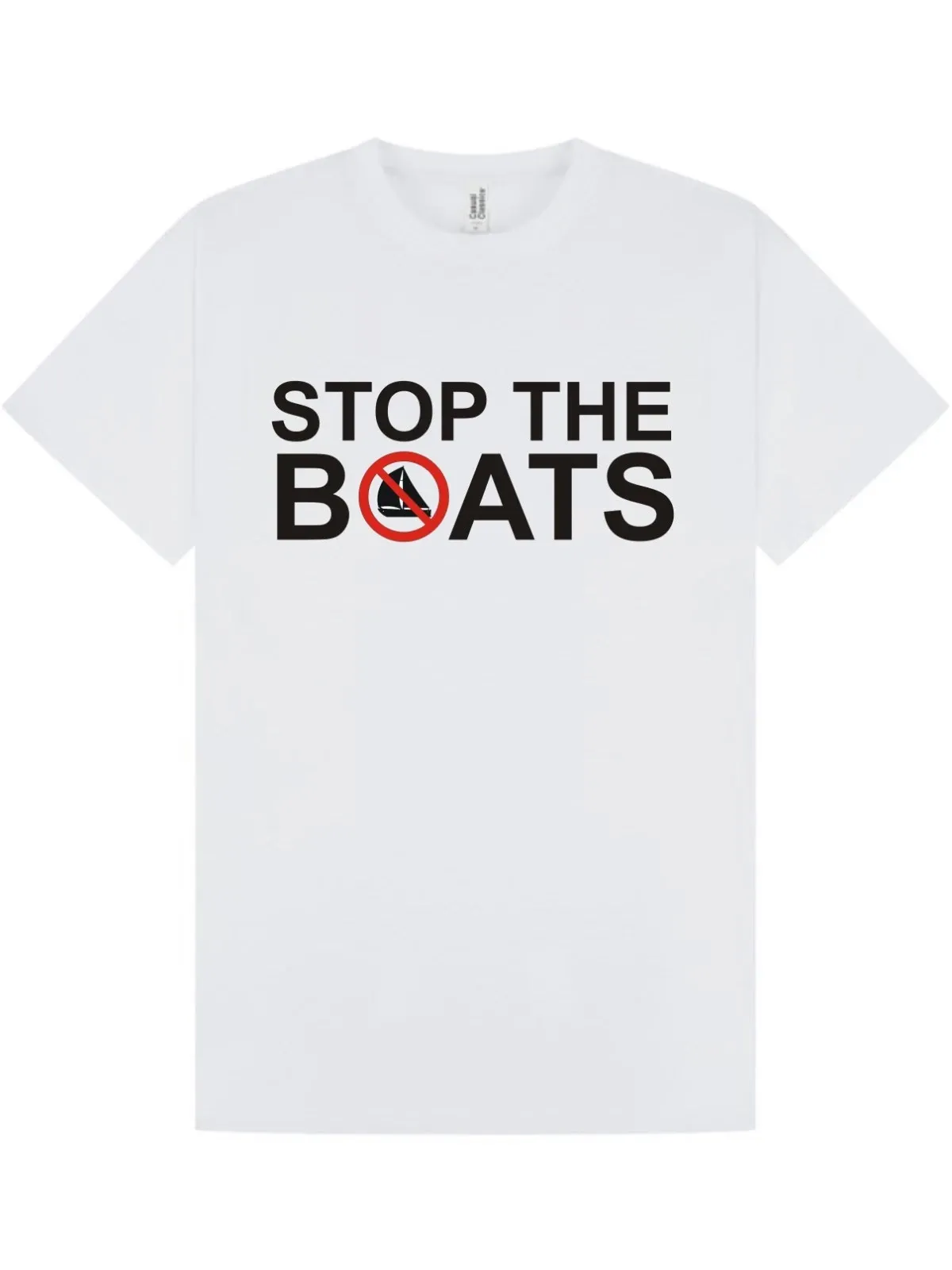 MENS WOMENS STOP THE BOATS Funny Political T-Shirt Mens Womens Tees Top Anti-Illegal Immigration Statement / Tee_viptrois.com