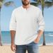 Men’s Heavyweight Textured Henley Shirt – Vintage Button-Up Long Sleeve Tee, Relaxed Fit Polyester Blend For Fall & Winter (S-XXXL, 7 Colors)_viptrois.com