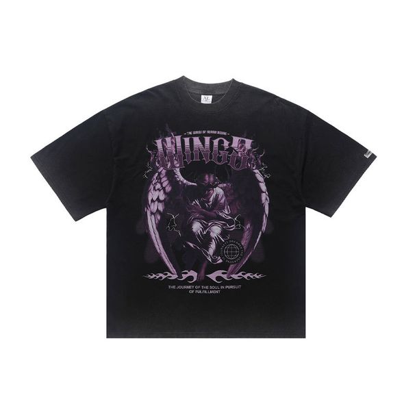 Washed Vintage Street Loose Unisex American Ins Style Short Sleeve T-Shirt Men Summer_viptrois.com