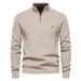 Pure Versatile Autumn Winter Zipper Stand Collar New European Size Long Sleeve Solid Color Casual Trendy Men's Sweater_viptrois.com