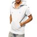 Men's New Summer Short-sleeved T-shirt Hoodie Casual Solid Color Tops_viptrois.com