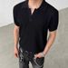Men's Clothing Retro Old Money Style Striped Texture Lapel Short Sleeved Men's Summer Knitted Polo Shirt Slim Shoulder T Shirt Top_viptrois.com