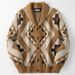 Men's Fashion New Cardigan Knitted Sweater, Autumn And Winter Thickened Retro Jacquard Sweater Jacket_viptrois.com