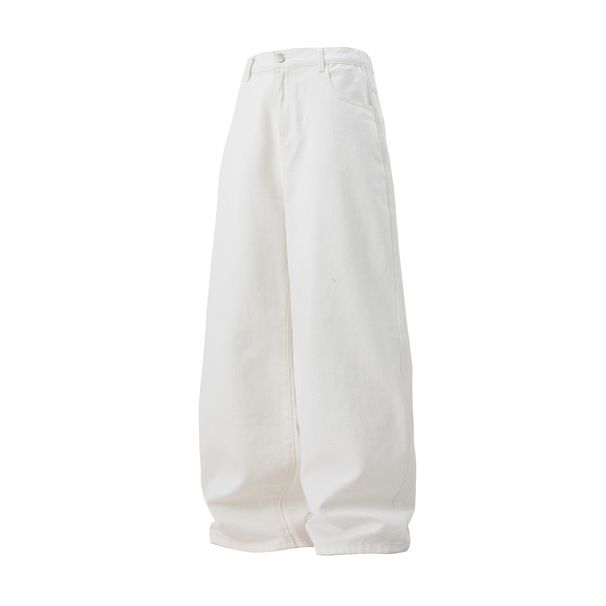 Men's Clothing Retro Textured Pure Cotton Silhouette Scimitar Pants Men's Autumn New Straight Loose Split Design Trendy Brand Casual Trousers_viptrois.com