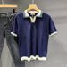 Men's Clothing Knitted V Neck Polo Shirt Color Matching Light Mature Retro Summer Short Sleeved Handsome Casual Men's T Shirt New Tops_viptrois.com
