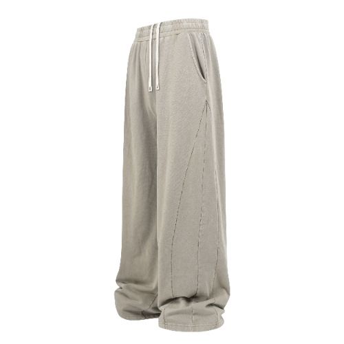 Men's Clothing Wear Autumn And Winter New Fashion Fringe Edged Fried Snowflake Washed Distressed Trousers Spliced Sweatpants_viptrois.com