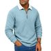 Men's Waffle Knit Long Sleeve T-Shirt - Comfortable Crew Neck Pullover Sweatshirt For Casual Wear (Available In Plus Sizes)_viptrois.com