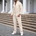 Autumn Men's New Waffle Solid Color Stand Collar Cardigan Shirt Long Sleeve Trousers Suit_viptrois.com
