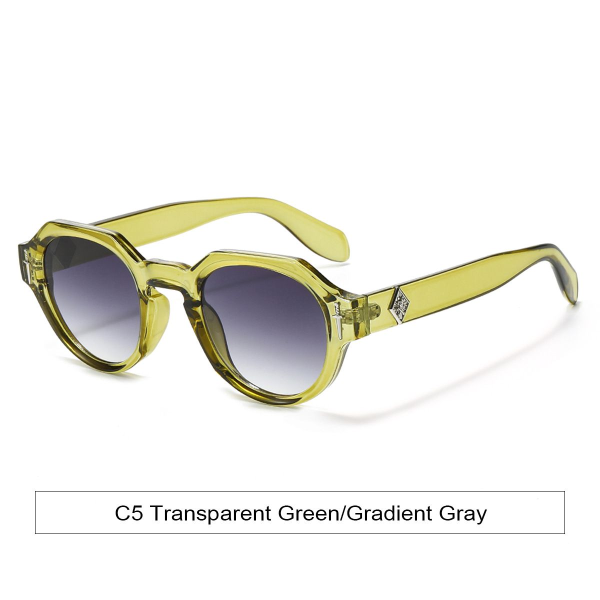 Men's Sunglasses High End And Handsome, Women's UV Protection, Retro Round Frame, Personalized Sword Shaped Rice Nails,_viptrois.com