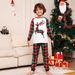 Christmas family home wear plaid fawn print round neck pajamas set_viptrois.com