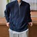 Half Zip High Neck Sweater Men's Autumn New Versatile Woolen Jacket Trendy Pullover Sweater_viptrois.com