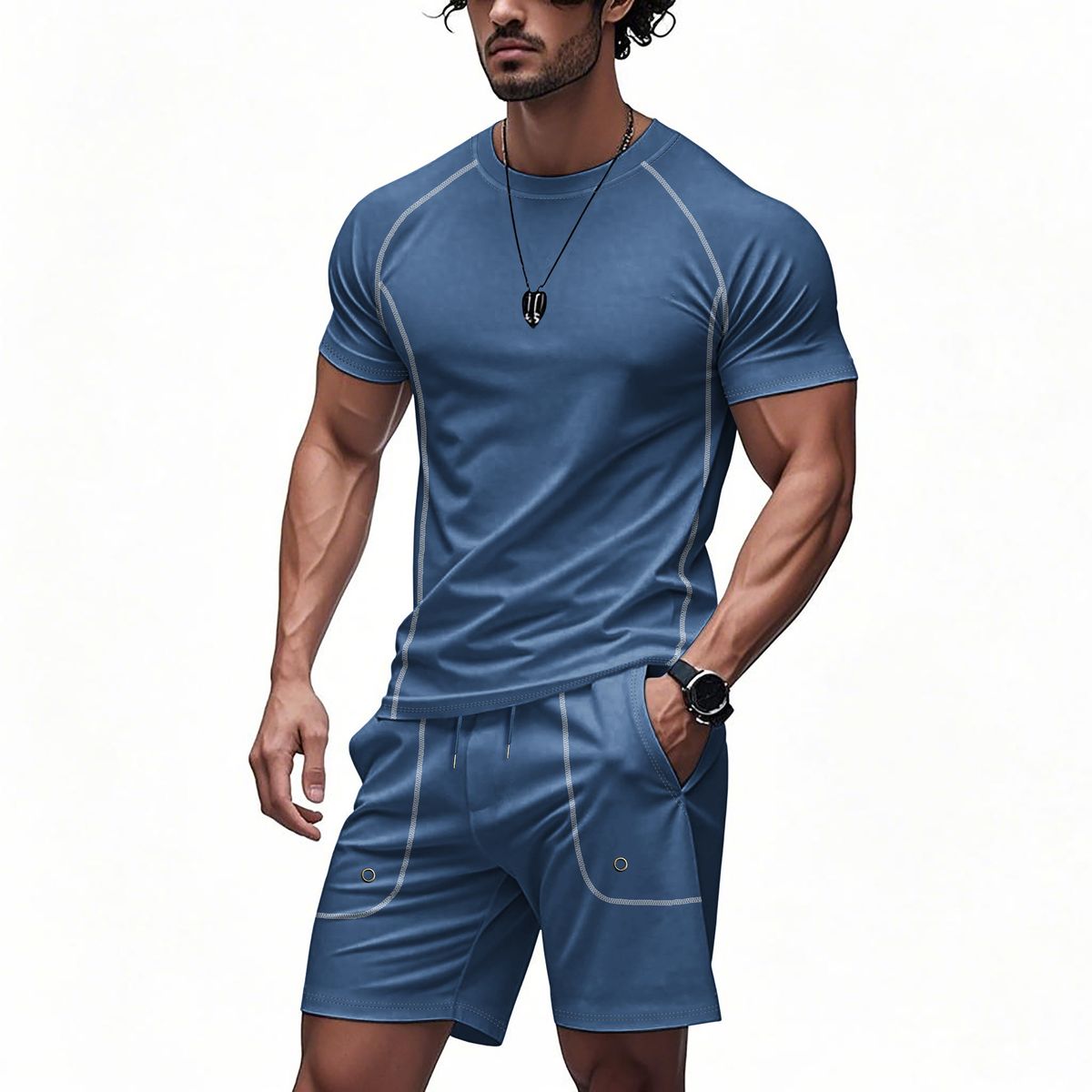 Men's Quick-Dry Sportswear Set - Breathable Short Sleeve T-Shirt & Comfortable Shorts For Gym, Running, Casual Wear | Lightweight Polyester_viptrois.com