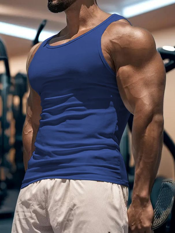 Men's Clothing Summer Men's Fitness Sports Training Vest Solid Color Men's Thin Vest Men's_viptrois.com