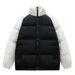 Men's Winter Couple Stand Collar Thickened Warm Color Block Cotton Coat Trendy Brand Plus Size Puffer Jacket_viptrois.com