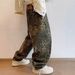 Men's American Streetwear Jeans - Loose Fit Straight-Leg Cotton Pants With Leopard Print For Urban Fashion_viptrois.com