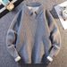 Men's Clothing V-Neck Knit Sweater - British-Inspired Business Casual Pullover With Shawl Collar (Dark Gray/Light Gray, Winter Office & Smart Outing)_viptrois.com