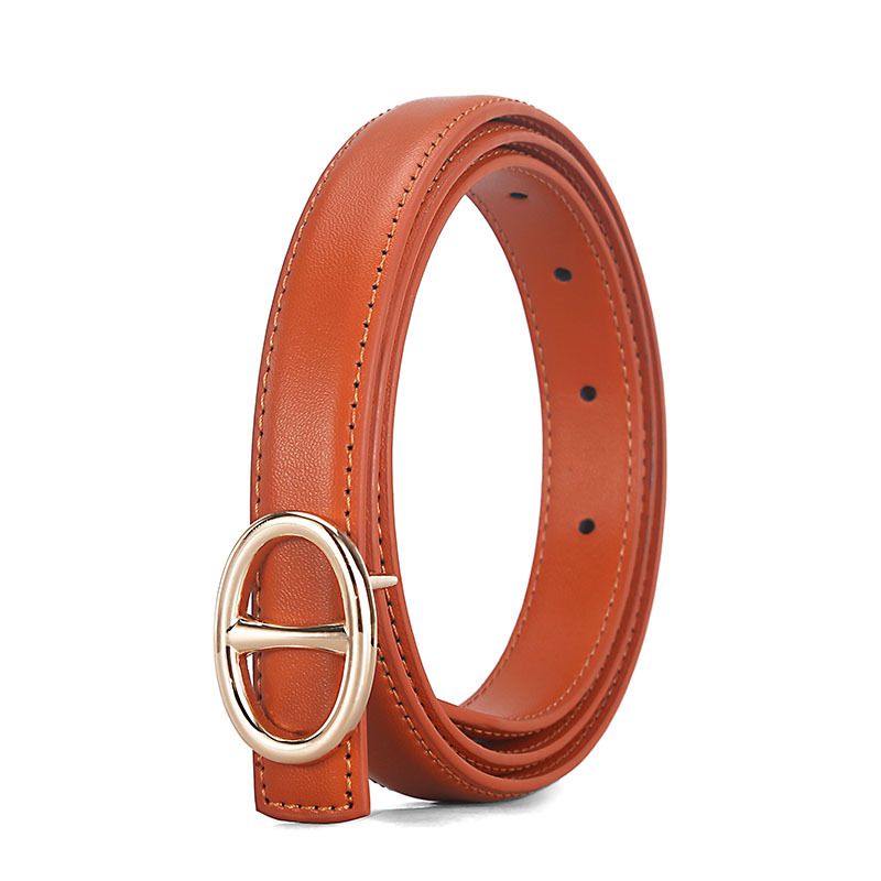 Belt For Female Students Genuine Leather Korean Style Simple Ladies Smooth Buckle Trouser Belt For Women Decorative Belt_viptrois.com