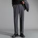 Men's Black Flowy Suit Trousers High-End Straight Leg Loose Fit Business Casual Dress Pants Korean Style Elastic Autumn_viptrois.com
