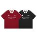 Men's Clothing High Street Retro Embroidery Color Matching V Neck Short Sleeved T Shirt Loose Casual Couple Sports Jersey Half Sleeve Trend_viptrois.com