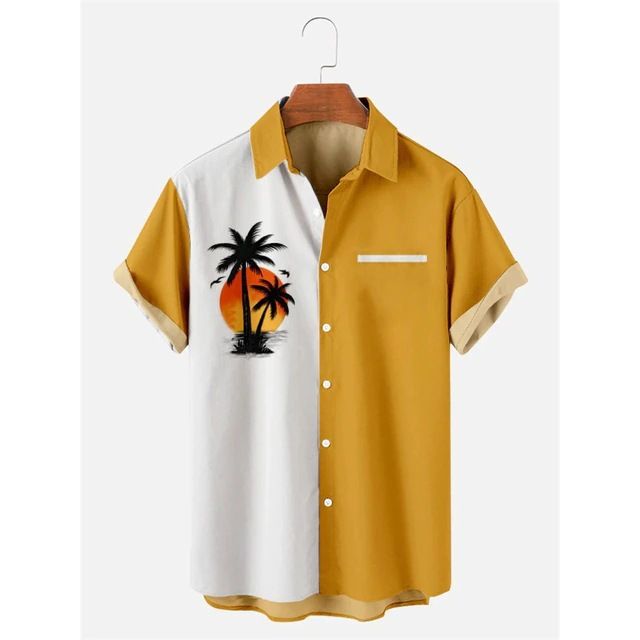 Men's Clothing Summer New Style Plus Size Men's Casual Slim Fashion 3D Printed Short Sleeve Shirt, Men's Shirt_viptrois.com