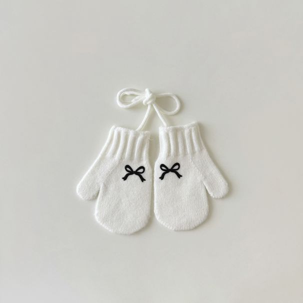 Children's gloves Autumn and winter ins for girls warm halterneck interlocking outdoor baby gloves_viptrois.com