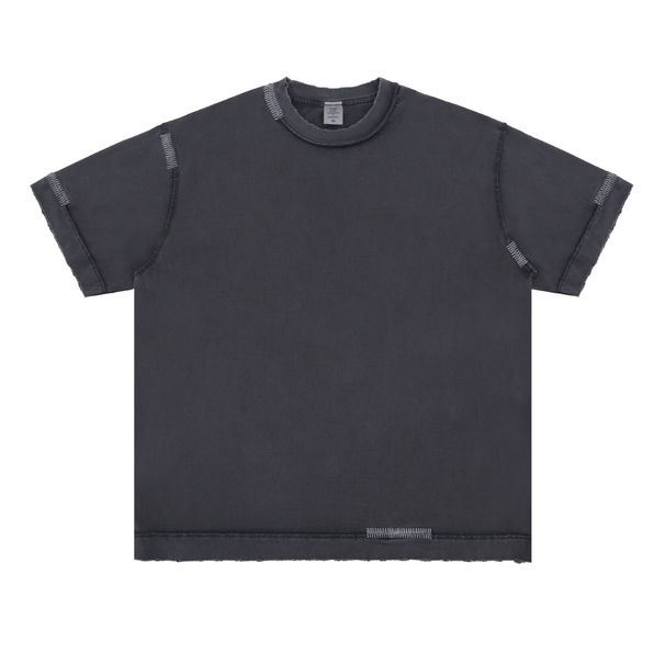 Men's Clothing Washed Old Street Fashion Solid Color Men's Retro Loose Casual T Shirt_viptrois.com