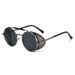 New Metal Frame Classic Steampunk Sunglasses, Round Fashionable And Personalized Flip Over Sunglasses_viptrois.com