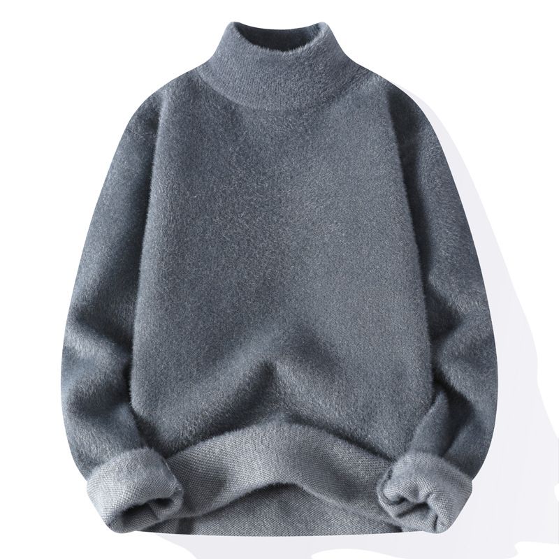 Autumn And Winter Teenage Thick Mink Fur Knitted Base Semi High Neck Sweater_viptrois.com