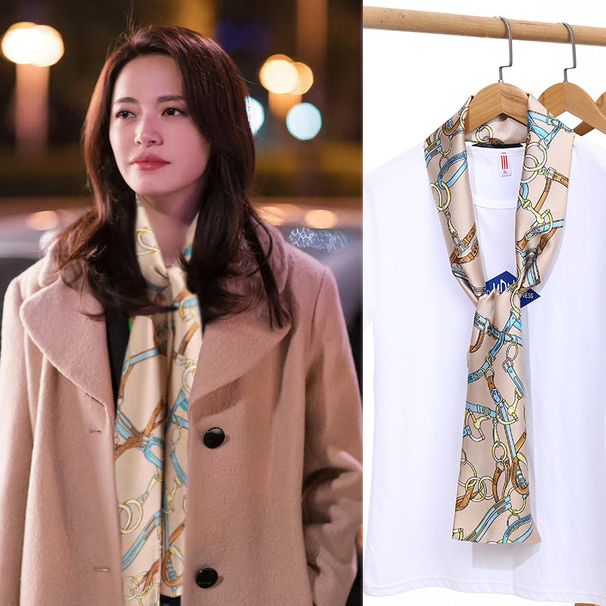 Small Silk Scarf Women, Spring Autumn Thin Korean Version, Versatile Narrow Long Strip Hair Tie, Elegant Square Scarf,_viptrois.com