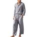 Men's Linen Beach Suit Casual Loose Fit Long Sleeve Shirt & Trousers Set With Sun Protection_viptrois.com