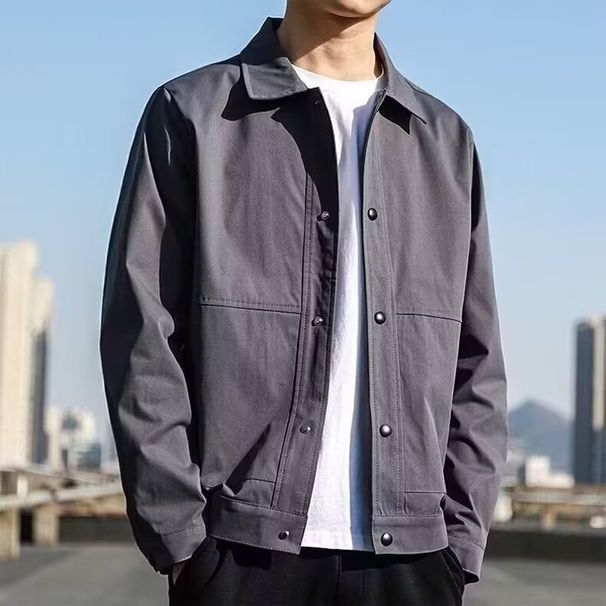 Men's Thin Jacket, Youth Slim Fit, Handsome And Casual, Solid Color Jacket, Lapel, Versatile Men's Clothing_viptrois.com
