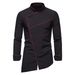 Men's Clothing Casual Stand Up Collar Color Matching Shirt Oblique Hem Long Sleeved Shirt_viptrois.com
