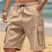 Men's Summer Casual Shorts Loose Fit Multi Pockets Workwear Squat Sports Style Mid Waist Inelastic Cotton Polyester Black Khaki Gray_viptrois.com