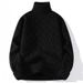Men's Long Sleeve High Neck Jacquard Knit Sweater – Trendy Loose Fit Pullover For Teens & Young Adults, Winter Warm Casual Wear_viptrois.com