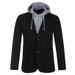1 Patchwork Detachable Hooded Small Suit Men's Two-Button Casual Blazer Single Piece Plus Jacket Large Size Coat_viptrois.com