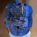 Zipper Casual Men's Wolf Digital Print Long Sleeve Polo_viptrois.com