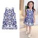 Mother & Kids New Children's Skirt Girls Blue And White Porcelain Dress Sleeveless Vest Skirt_viptrois.com