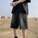 Men's Clothing Washed Denim Shorts Retro Street Style Pants High Street Fashion Loose Wide Leg Shorts_viptrois.com