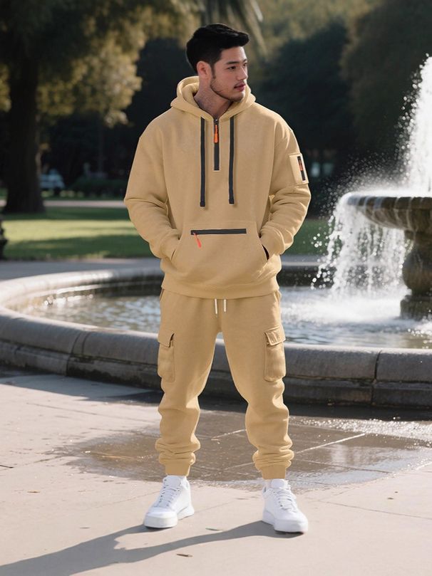 Heavyweight Fleece-Lined Hoodie & Joggers Set – Winter Streetwear For Men (S-XXXL) – Workwear Style_viptrois.com