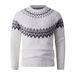 "Retro Christmas Pullover Sweater – Vintage Jacquard Knit Cardigan For Men, Cozy Lazy Style, White/Grey/Black"_viptrois.com
