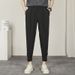 Summer Casual Men's Slim Fit Tapered Leg Dress Pants Loose Korean Style Versatile Trendy Cropped Harem Pants_viptrois.com