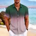 Men's Digital 3D Printed Short-Sleeved Shirt Color-Block Striped Lapel Casual Style Summer Fashion_viptrois.com