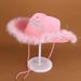 Christmas Women's Hats New Style Big Red Gold Metal Buckle Cowboy Hat Men And Women Holiday Celebration Decoration Hat_viptrois.com