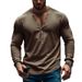 24 New Men's Spring And Autumn American Style Solid Color Thin Long Sleeve T-Shirt Casual Base Slim Fit Button V-Neck_viptrois.com