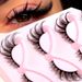 5 Pairs Cat Eye False Eyelashes - Voluminous Wispy Flared Lashes With Fox Effect, Natural Looking & Dramatic Curl For Eye Lengthening_viptrois.com