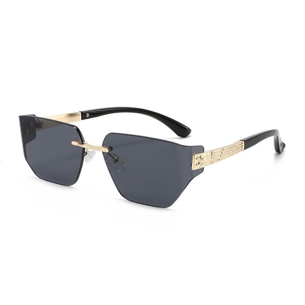 New Frameless Curved Sunglasses Personalized Designer High-end Square Sunglasses Moisture Sunscreen_viptrois.com